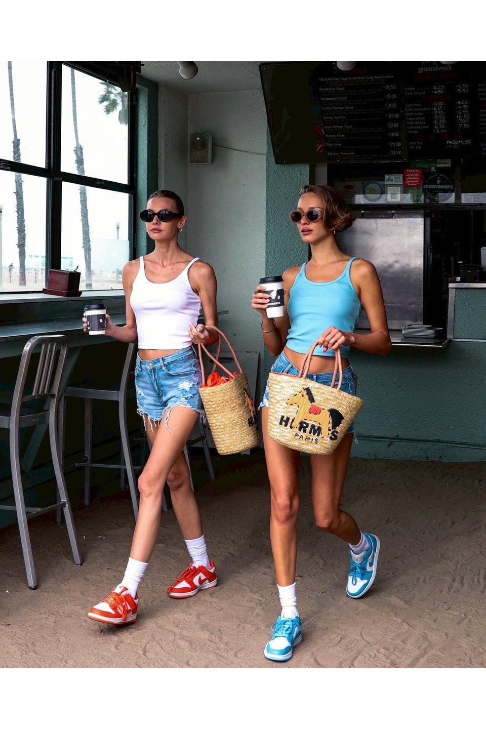 MICALLE MICALLE-Embroidered Straw Tote Bag[Small]-NOWALL