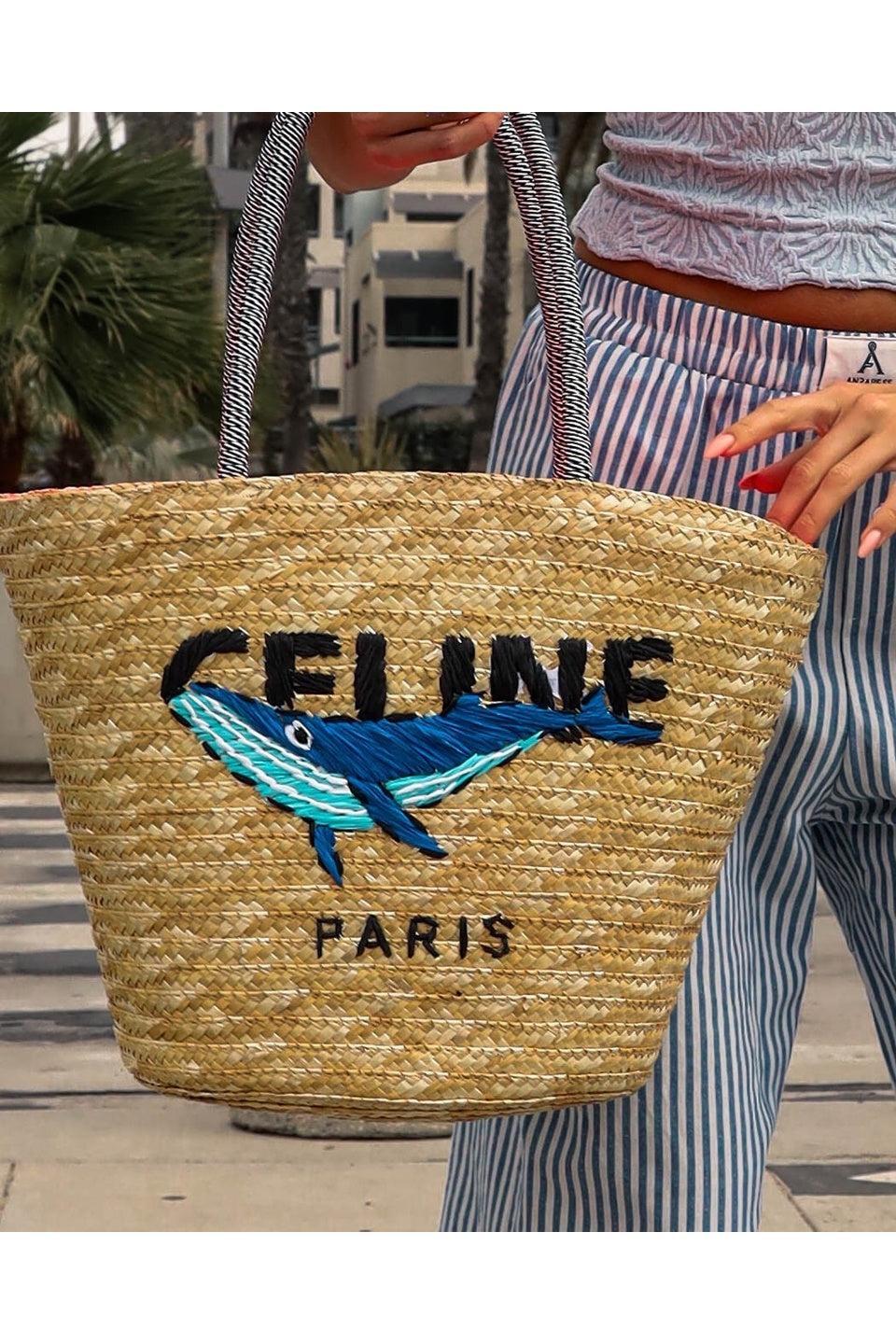 MICALLE MICALLE-Embroidered Straw Tote Bag[Small]-NOWALL