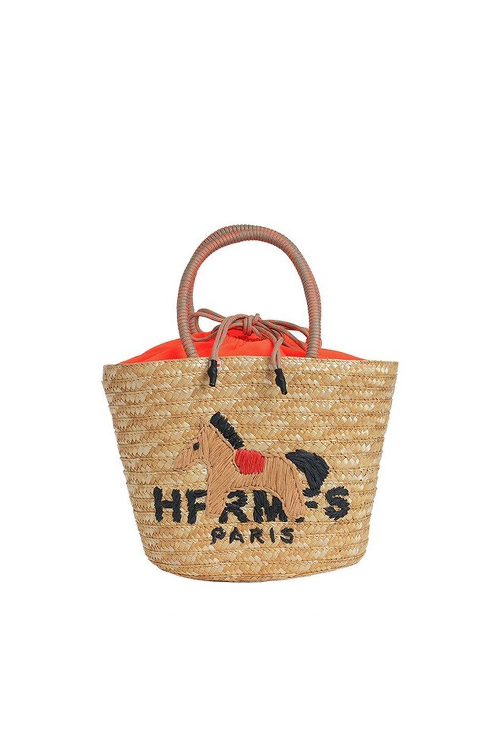 MICALLE MICALLE-Embroidered Straw Tote Bag[Small]-NOWALL