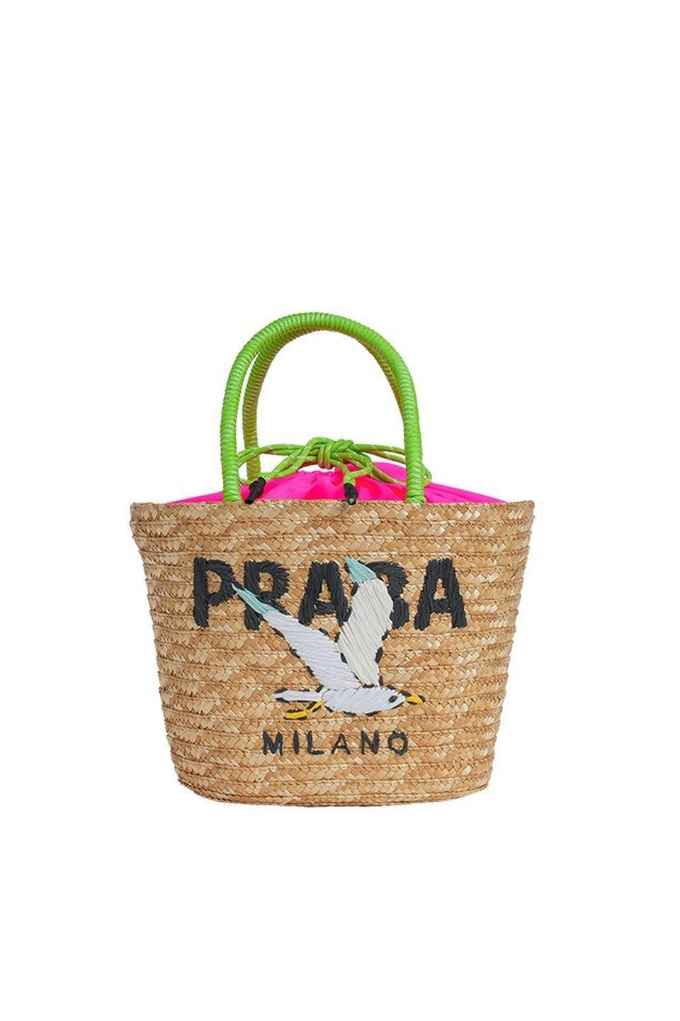 MICALLE MICALLE-Embroidered Straw Tote Bag[Small]-NOWALL