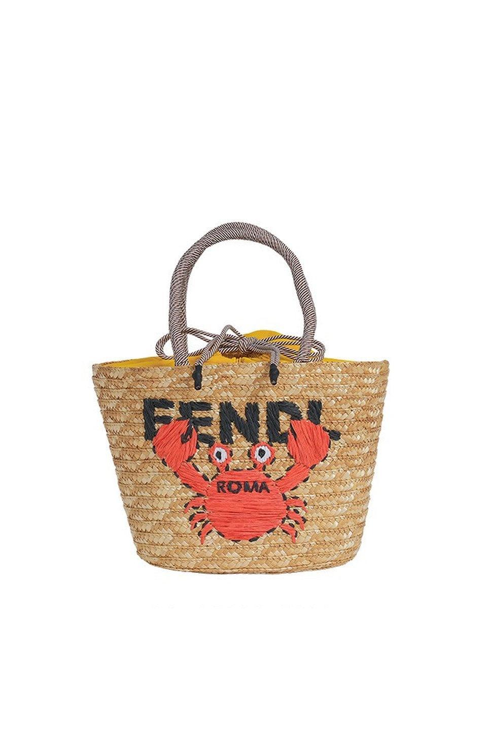 MICALLE MICALLE-Embroidered Straw Tote Bag[Small]-NOWALL