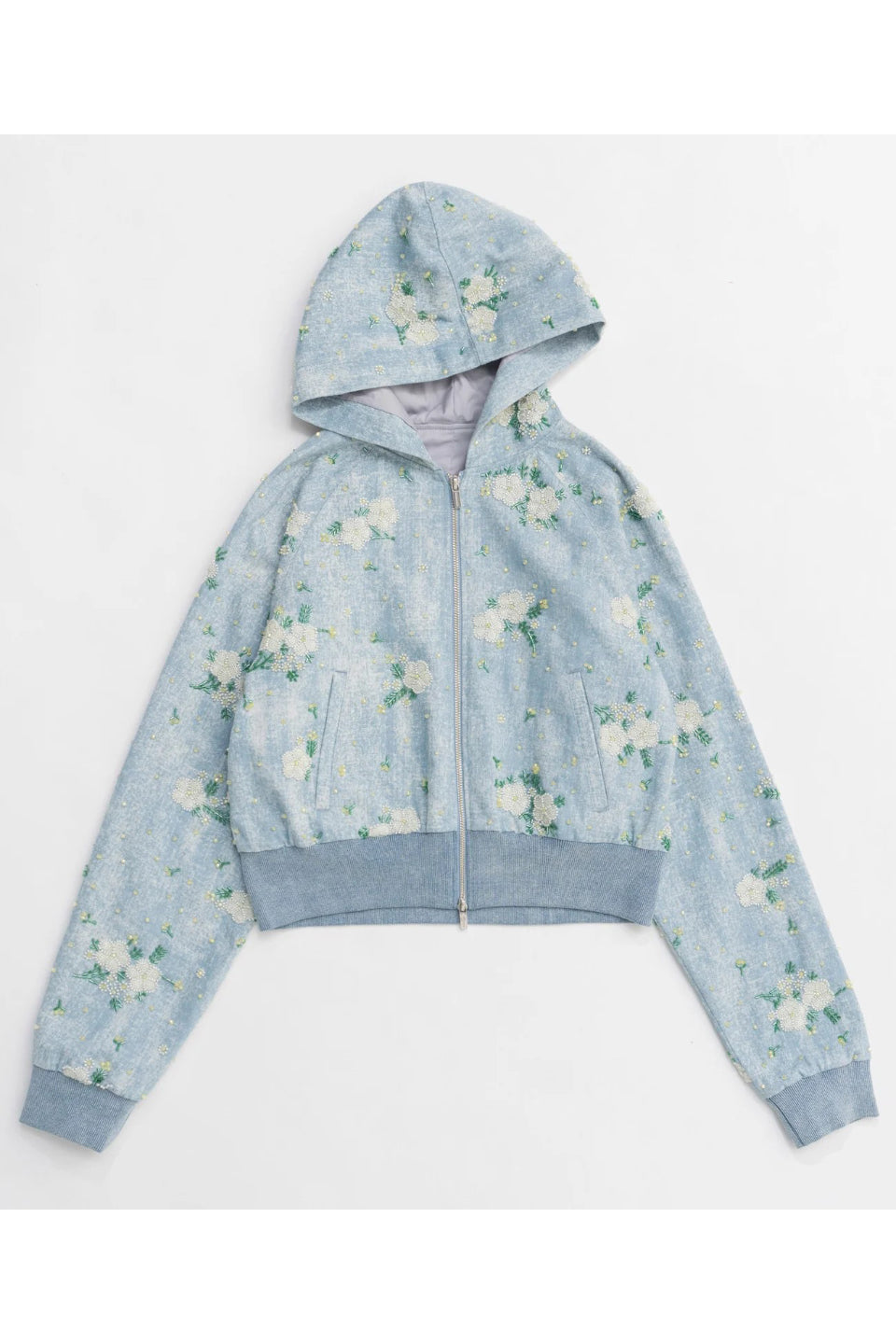 MAISON SPECIAL-Embroidery Flower Beads Hoodie-NOWALL