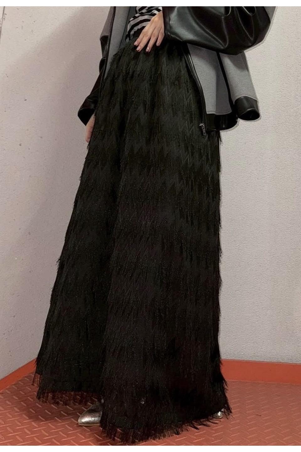 MICALLE MICALLE-Feather Tulle Long Skirt-NOWALL