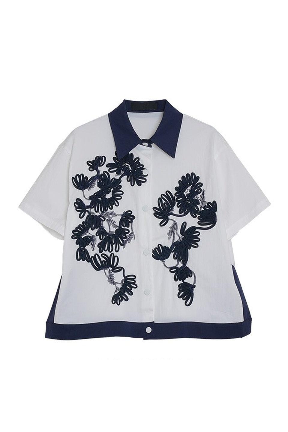 MICALLE MICALLE-Flower Embroidery Shirt-NOWALL