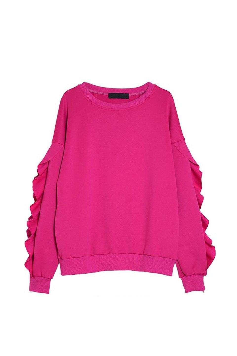 MICALLE MICALLE-Frill Sleeve Pullover-NOWALL