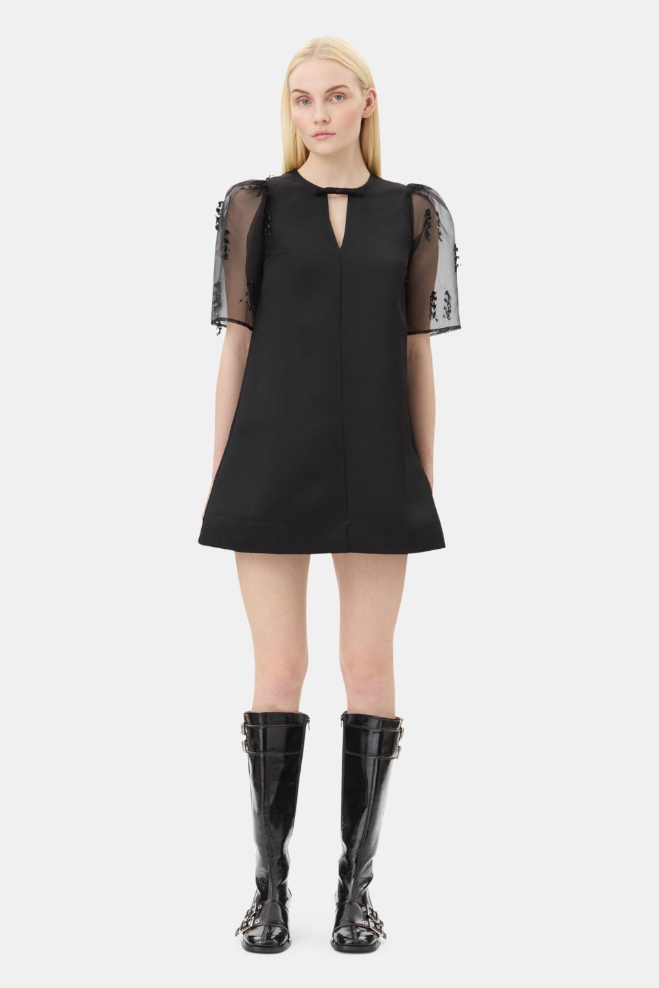 GANNI-Fringed Organza Mini Dress-NOWALL