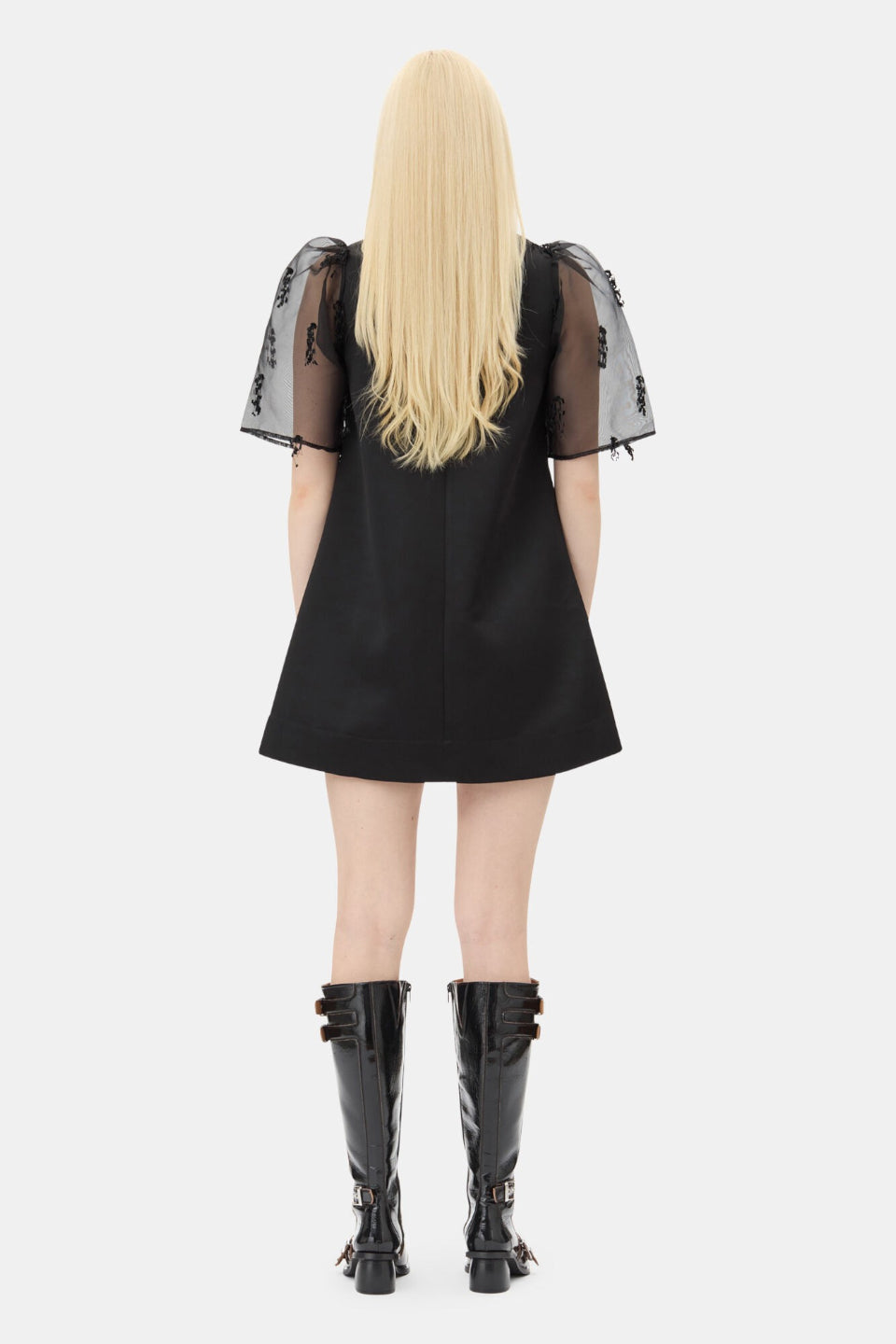 GANNI-Fringed Organza Mini Dress-NOWALL