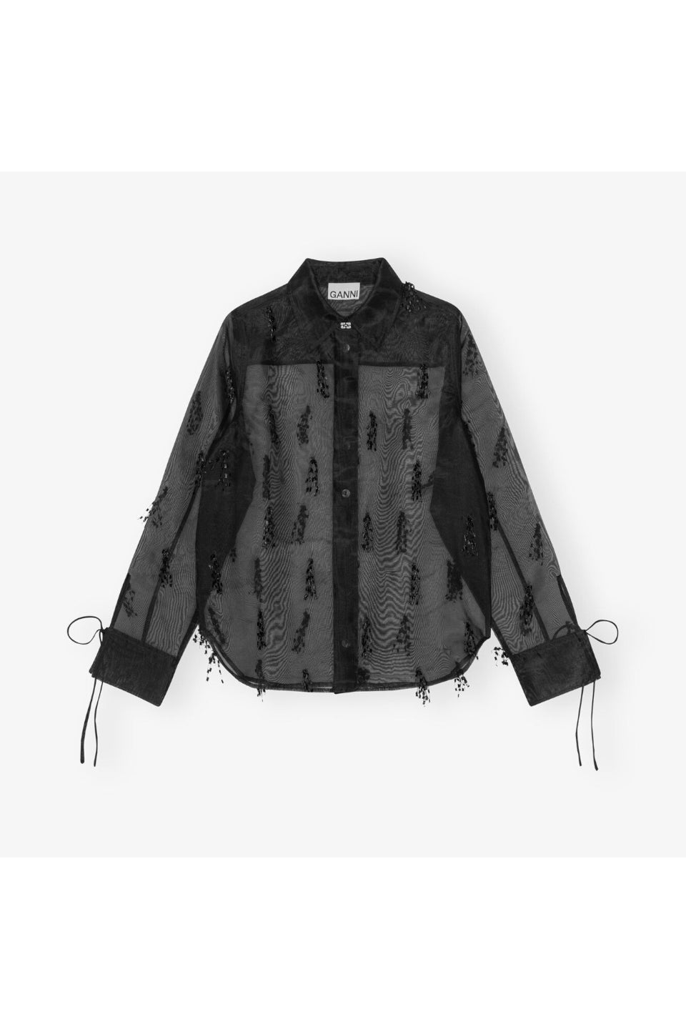 GANNI-Fringed Organza Shirt-NOWALL