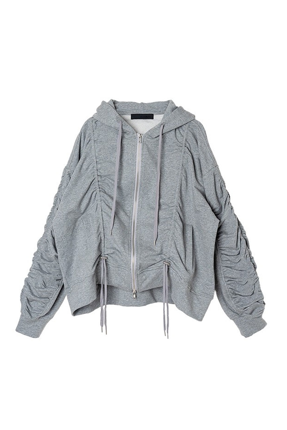 MICALLE MICALLE-Gather Sleeve Zip Hoodie-NOWALL