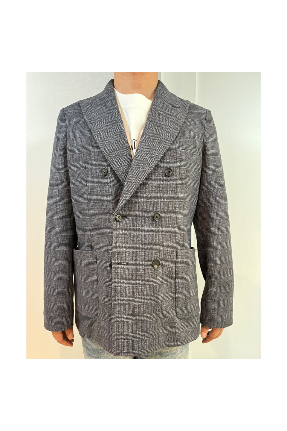 CIRCOLO-Glen Check Double Jacket-NOWALL