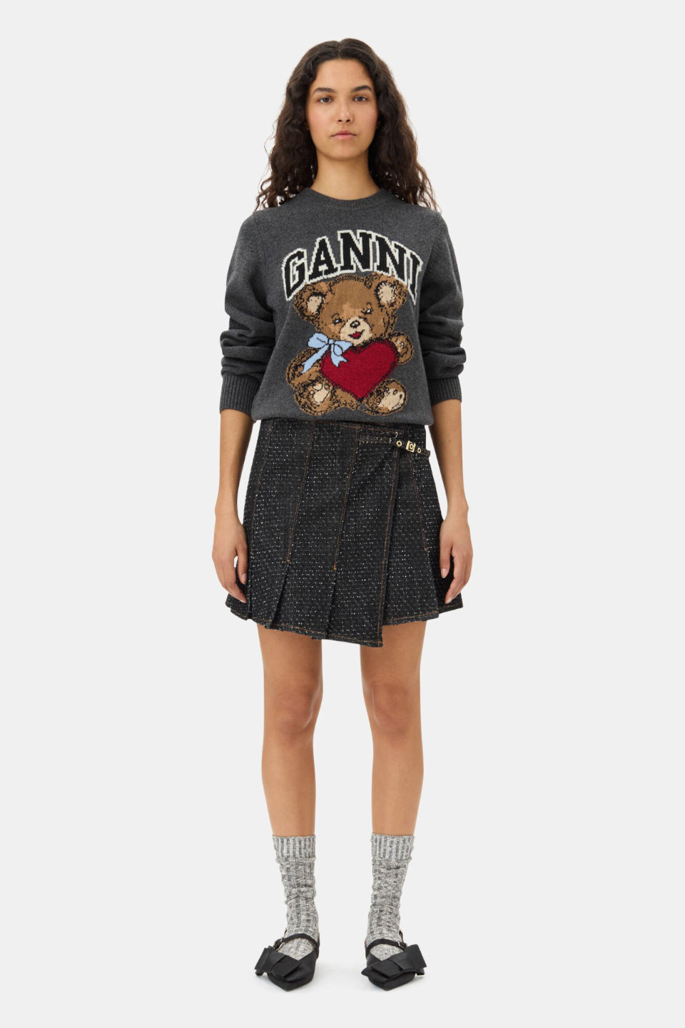 GANNI-Graphic Wool Mix Bear Crewneck-NOWALL