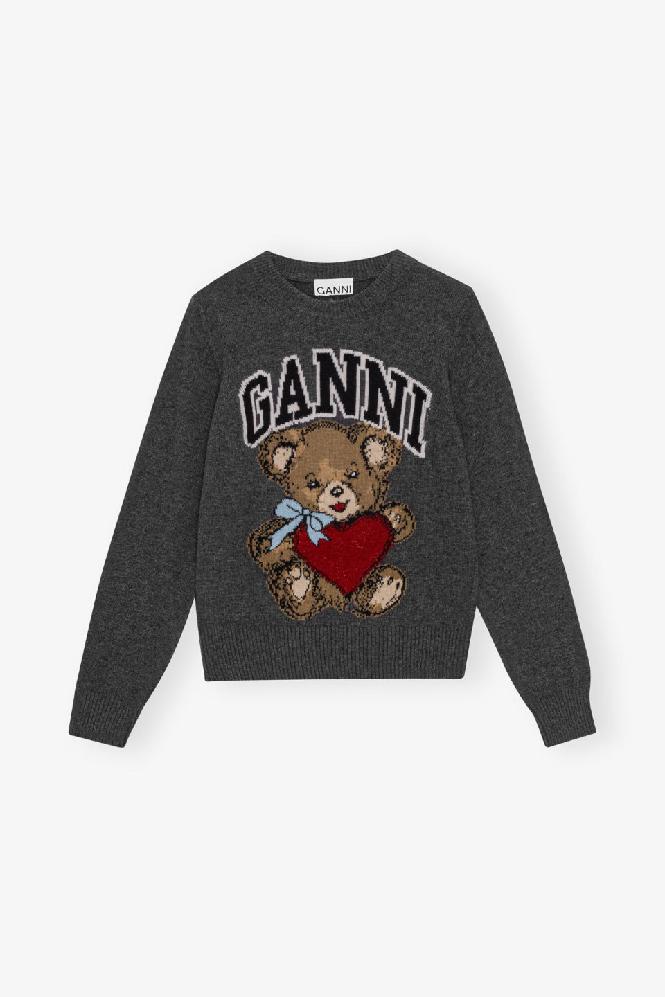 GANNI-Graphic Wool Mix Bear Crewneck-NOWALL