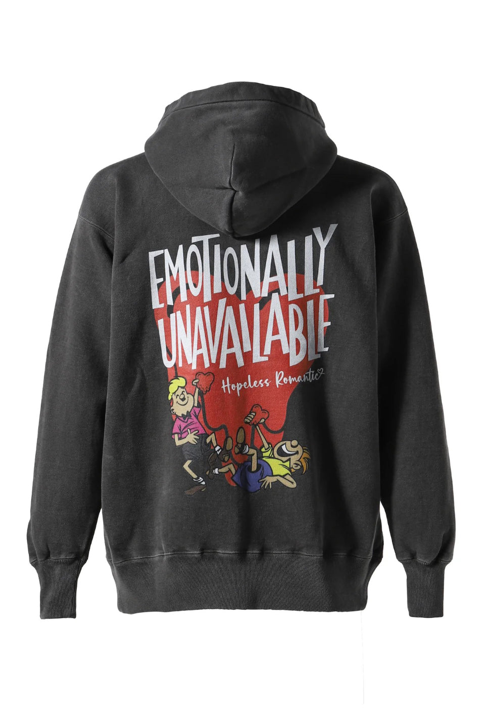 EMOTIONALLY UNAVAILABLE-Heart Cartoon Hoodie-NOWALL