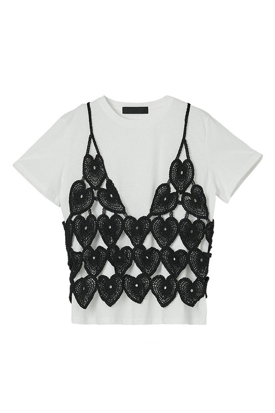 MICALLE MICALLE-Heart Crochet Bustier Tee-NOWALL