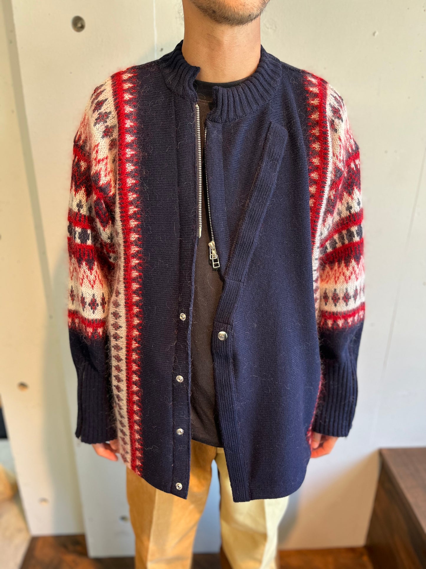 【Tamme】 FAIR ISLE FRONT SLIT KNIT