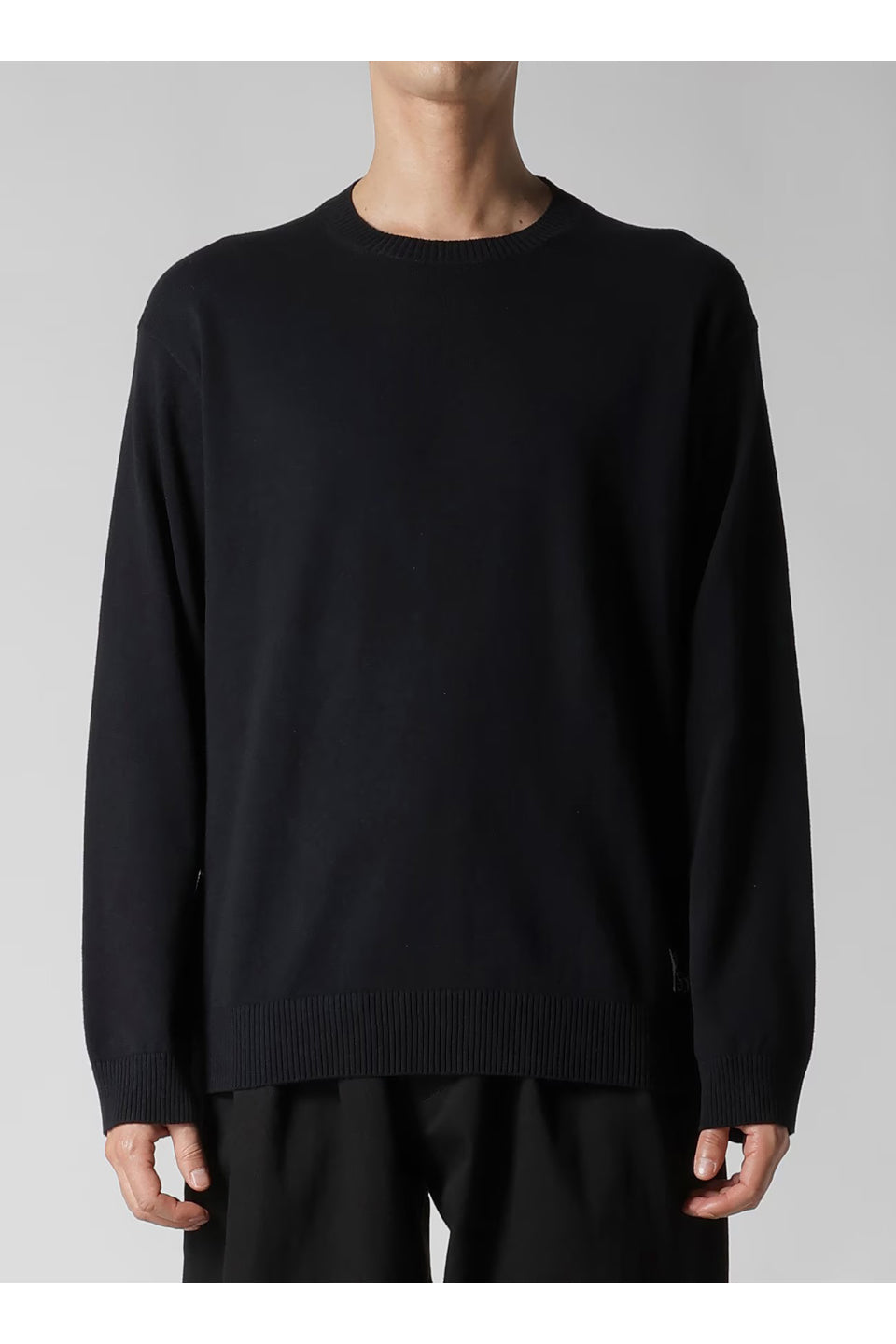 Y's for men-Intersia Logo Round Neck Pull Over Knit-NOWALL