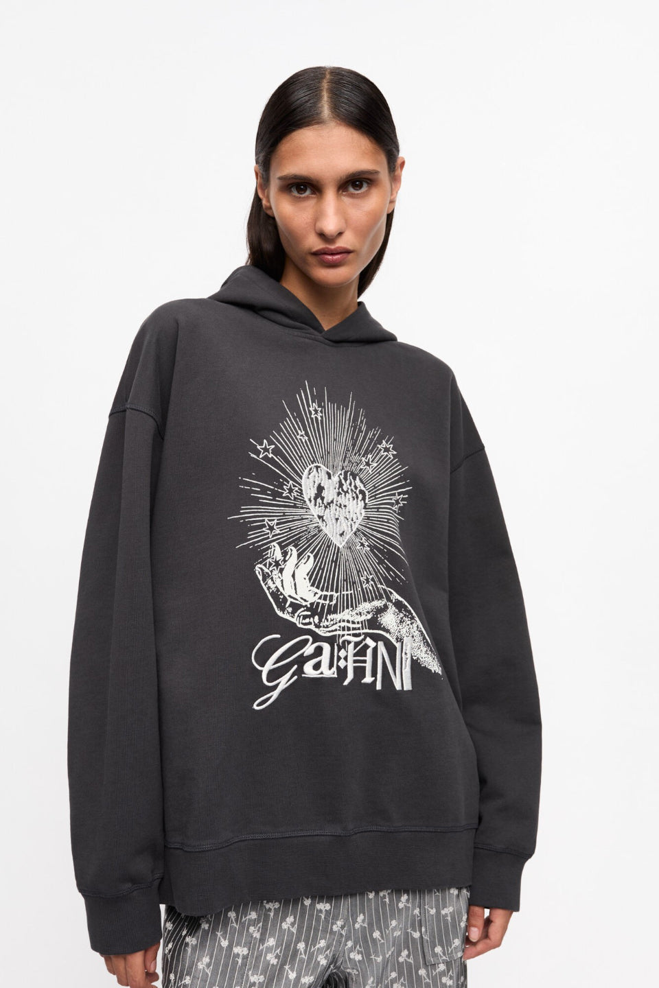 GANNI-Isoli Heart Oversized Hoodie-NOWALL