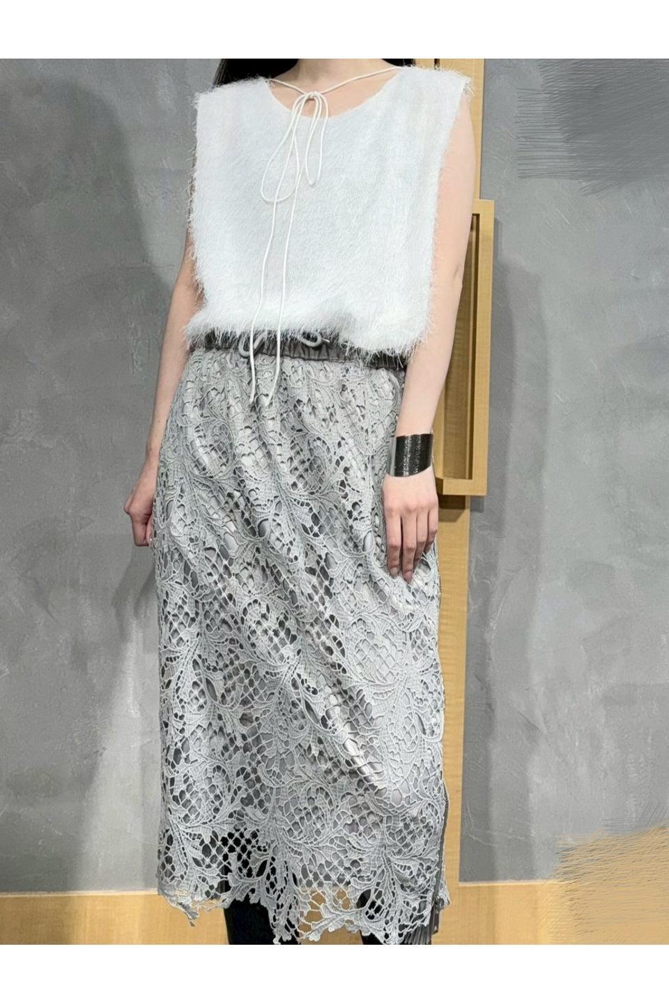 MICALLE MICALLE-Lace Pleated Skirt-NOWALL