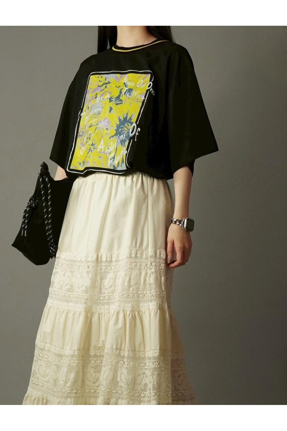 MICALLE MICALLE-Lace Tiered Skirt-NOWALL