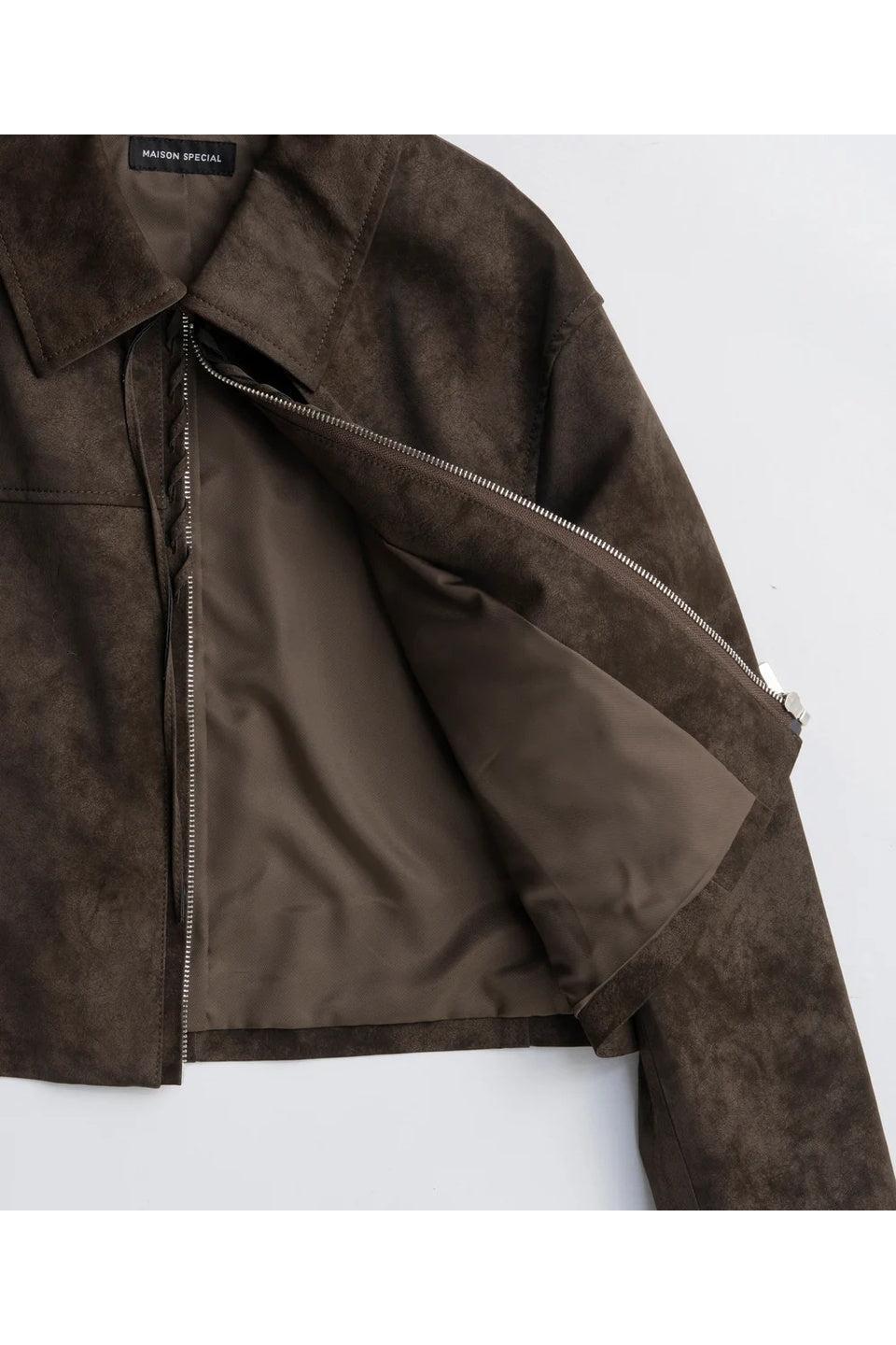 MAISON SPECIAL-Lace Up Balmacaan Short Blouson-NOWALL