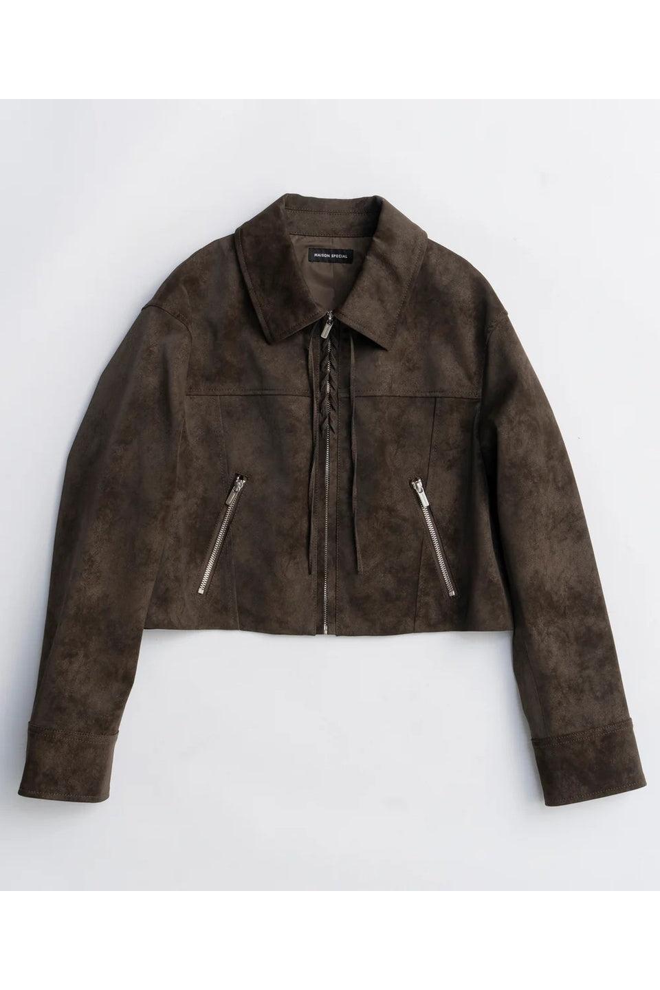 MAISON SPECIAL-Lace Up Balmacaan Short Blouson-NOWALL