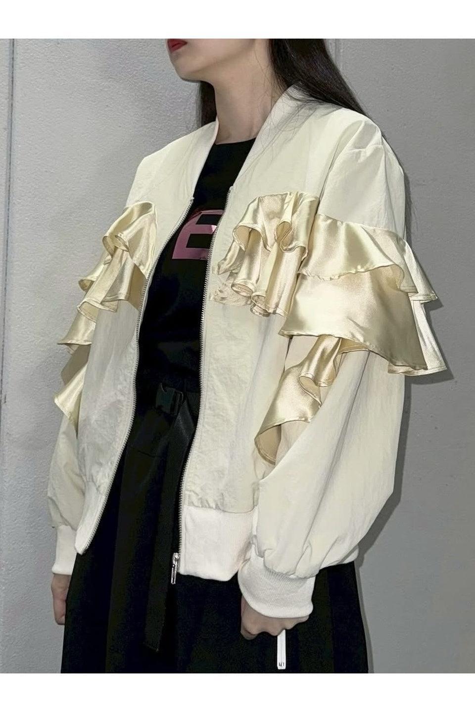 Layered Frill Zip Blouson