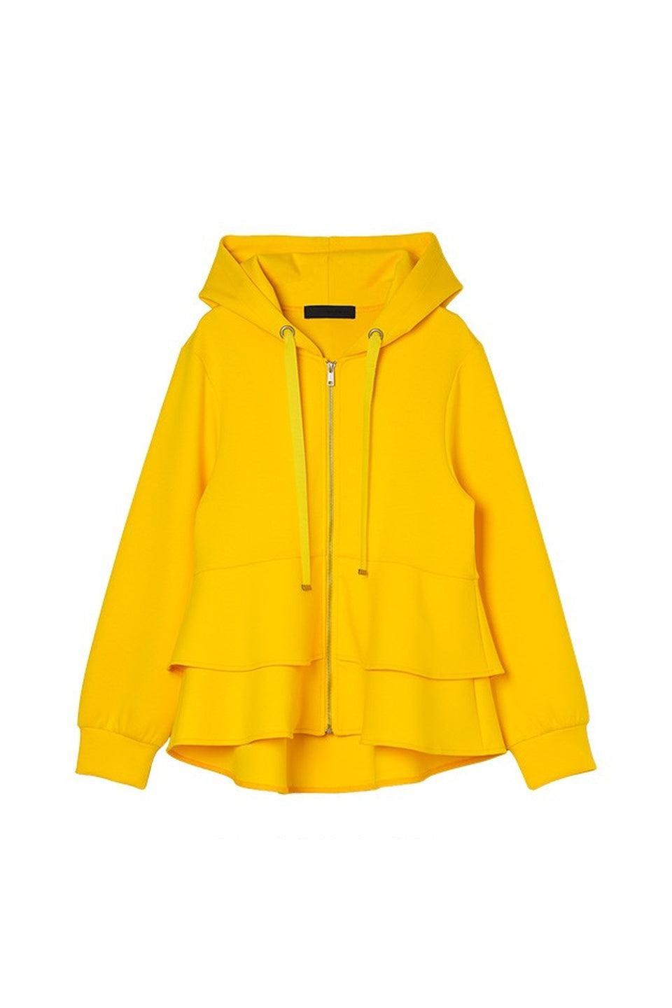 MICALLE MICALLE-Layered Hem Zip Hoodie-NOWALL