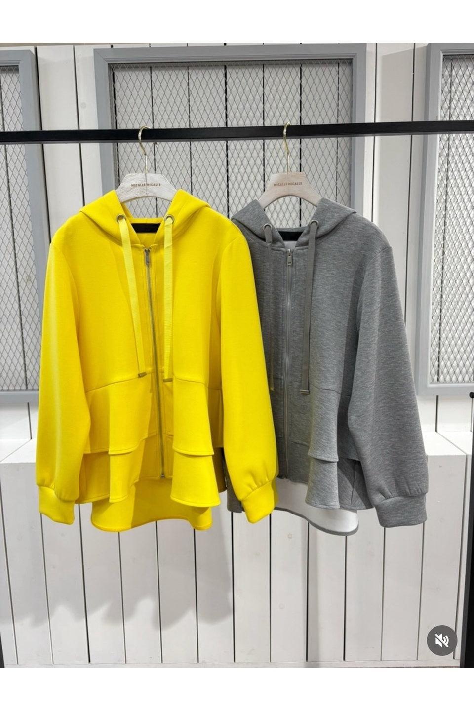 MICALLE MICALLE-Layered Hem Zip Hoodie-NOWALL