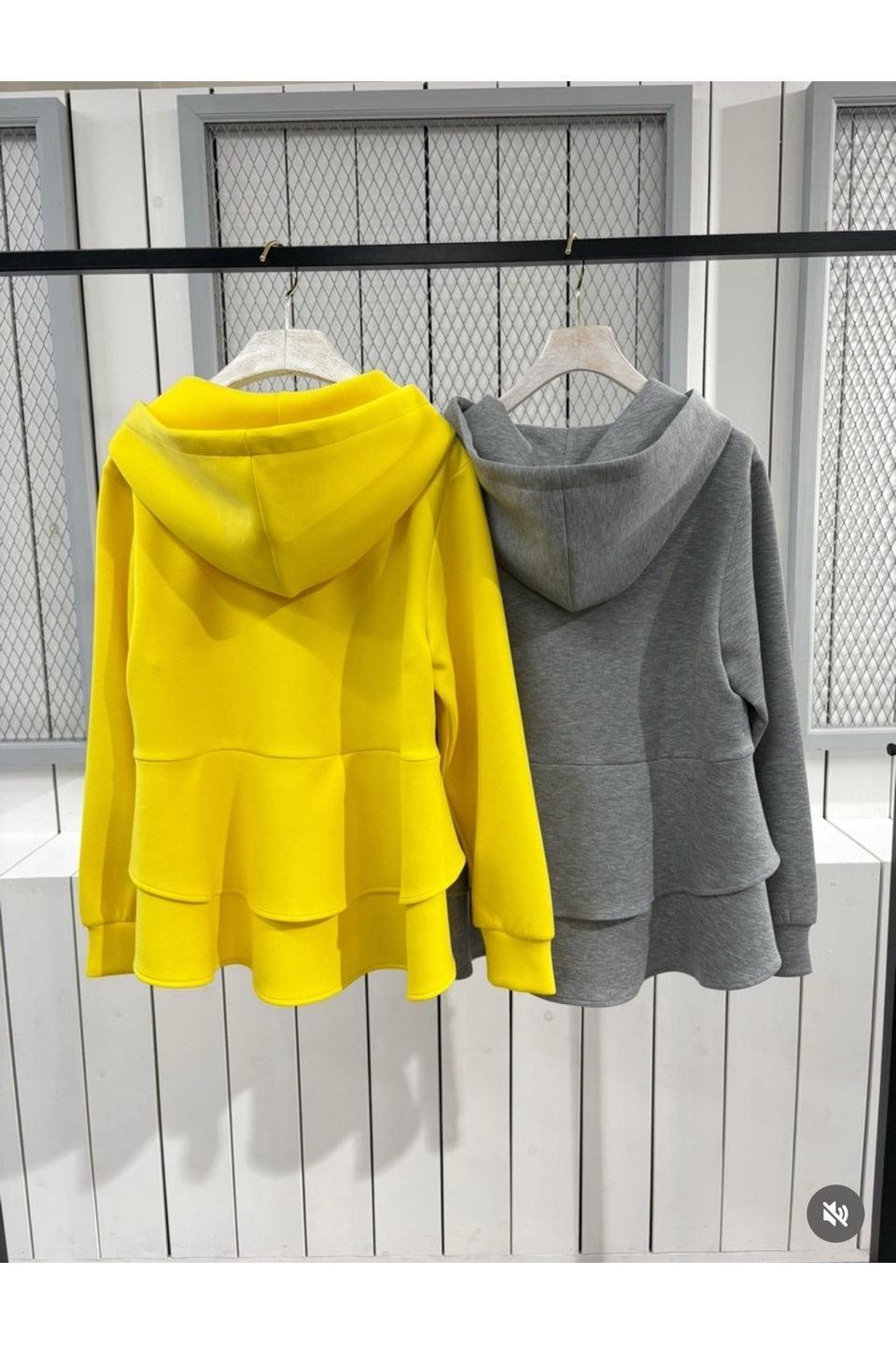 MICALLE MICALLE-Layered Hem Zip Hoodie-NOWALL