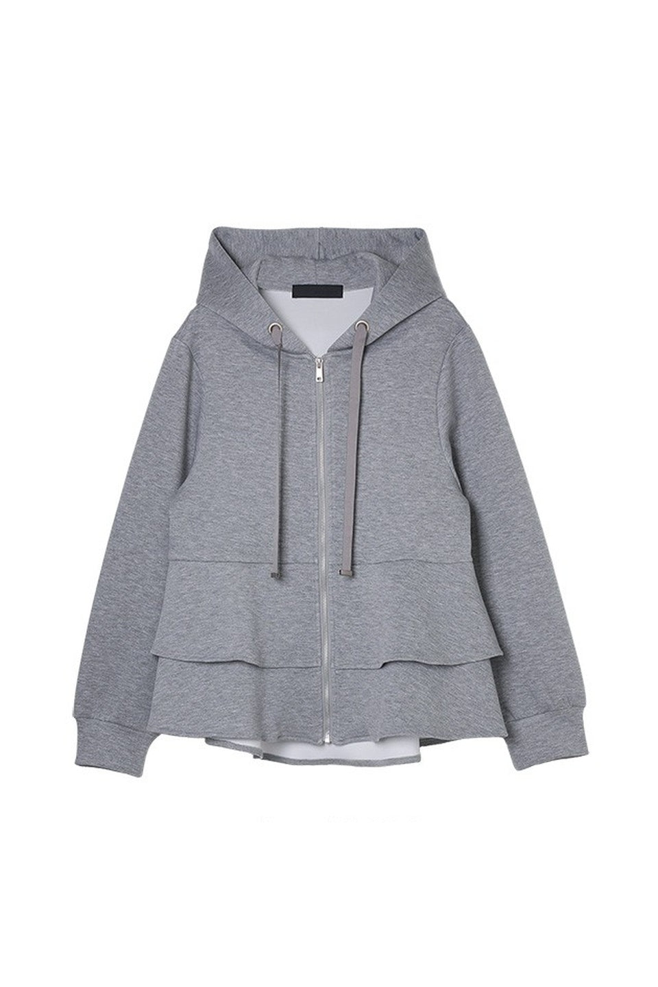 MICALLE MICALLE-Layered Hem Zip Hoodie-NOWALL