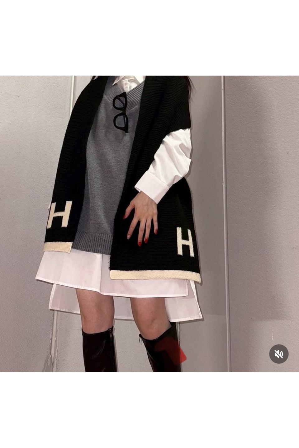 MICALLE MICALLE-Layered Knit Vest Shirt Dress-NOWALL