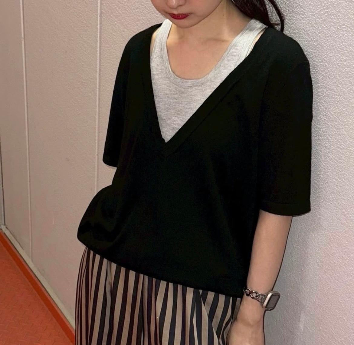 MICALLE MICALLE-Layered Short Sleeves Cut and Sew-NOWALL
