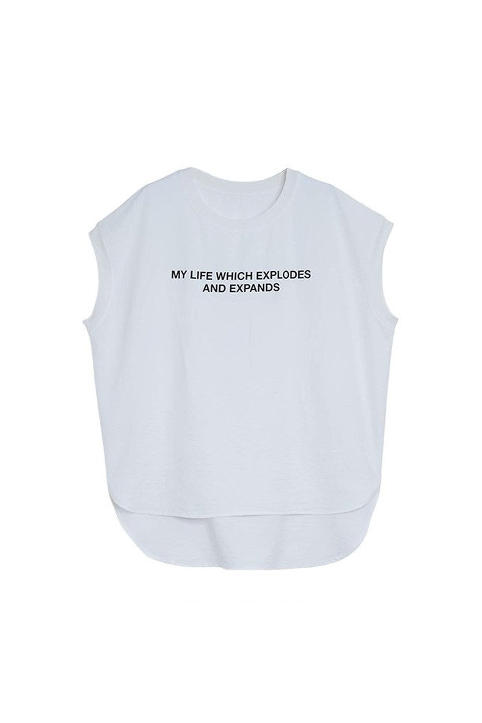 MICALLE MICALLE-Logo Print Sleeveless Top-NOWALL