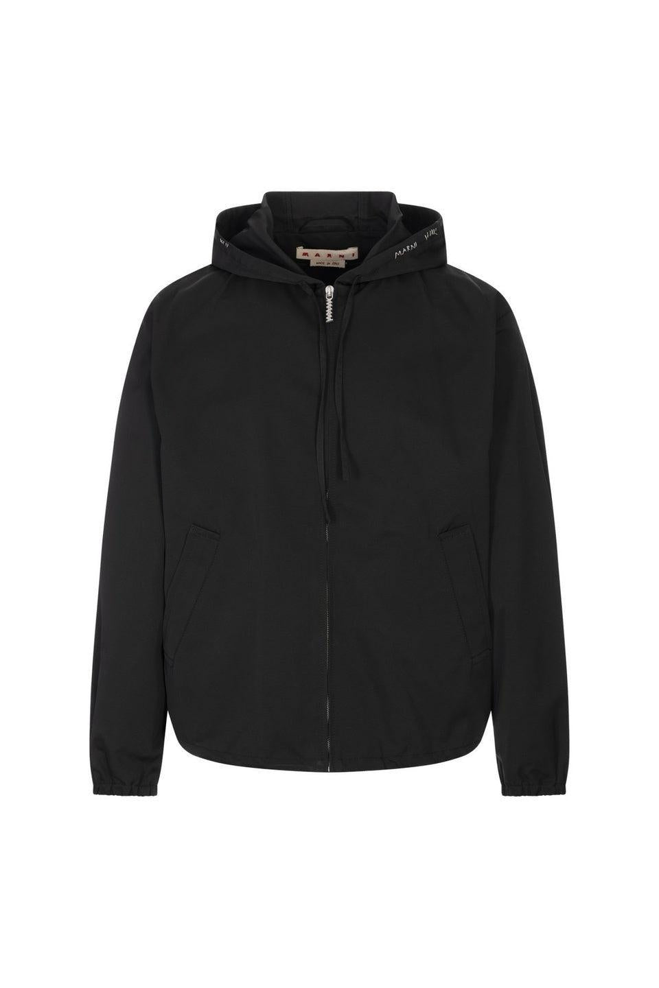 MARNI-Black Taffeta Jacket with Marni Mending-NOWALL