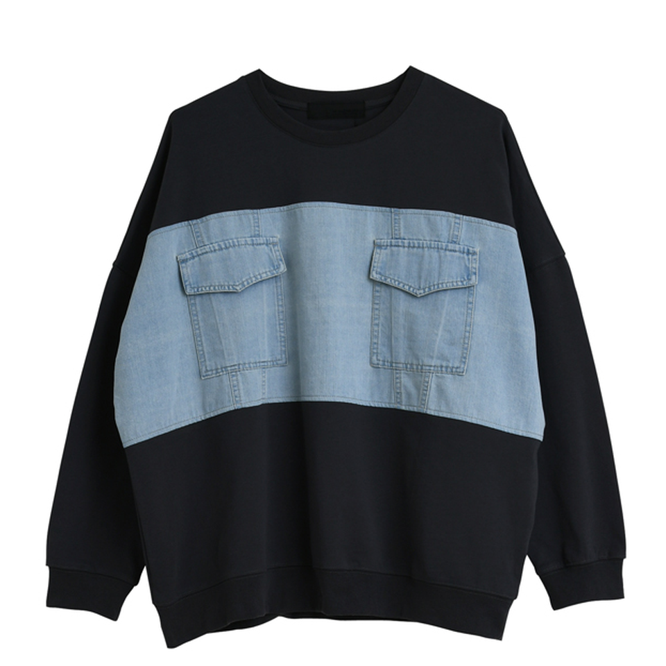 MICALLE MICALLE-denim patch sweat-NOWALL