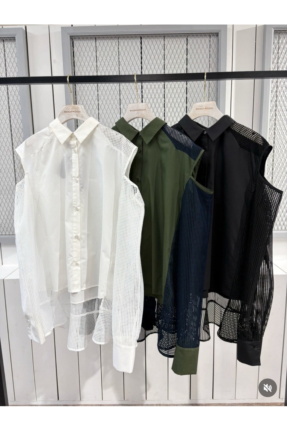 MICALLE MICALLE-Mesh Panel Layered Shirt-NOWALL