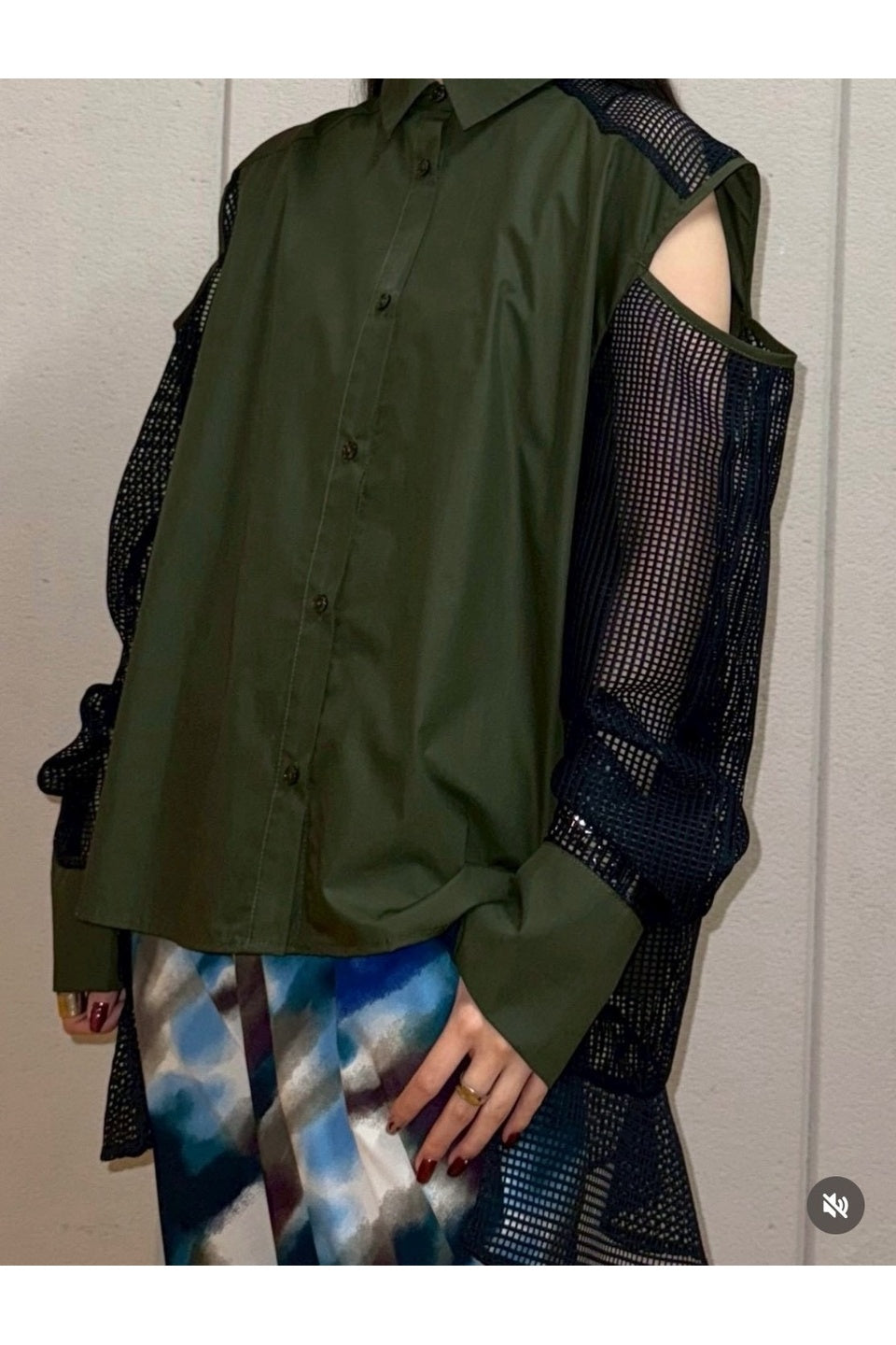 MICALLE MICALLE-Mesh Panel Layered Shirt-NOWALL