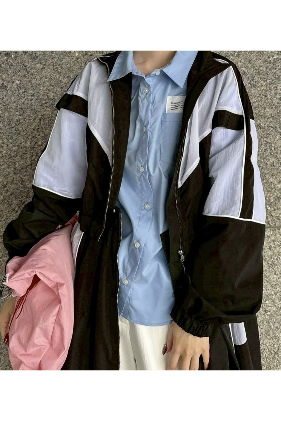 MICALLE MICALLE-Color Block Zip Dress-NOWALL