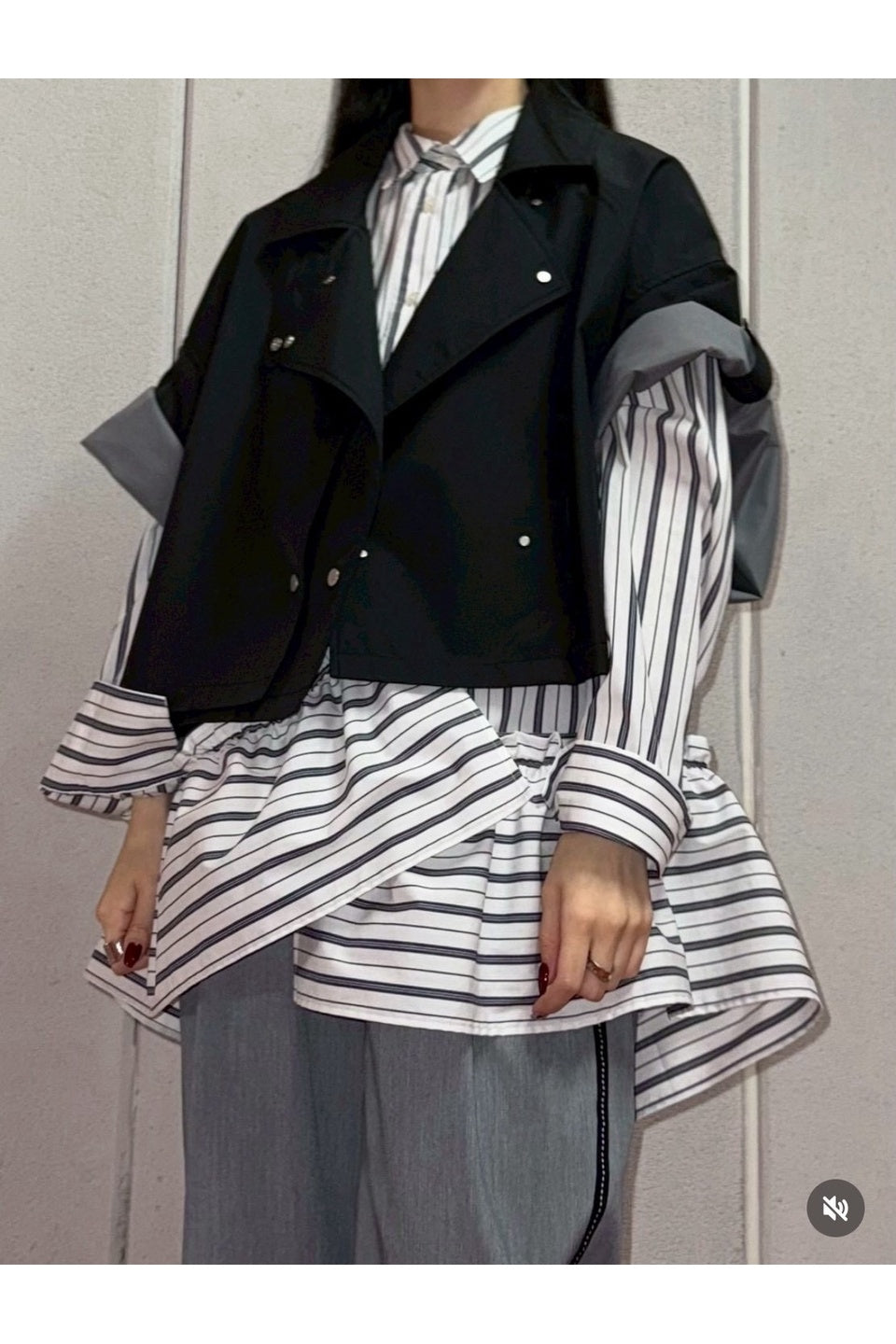 MICALLE MICALLE-Volume Sleeve Short Trench Coat-NOWALL