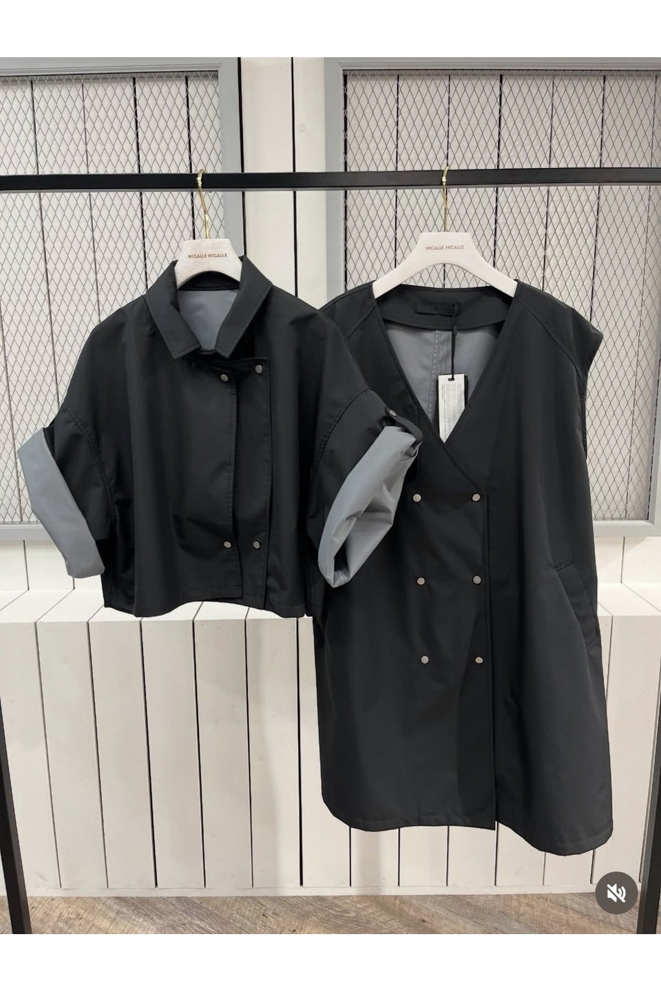 MICALLE MICALLE-Volume Sleeve Short Trench Coat-NOWALL