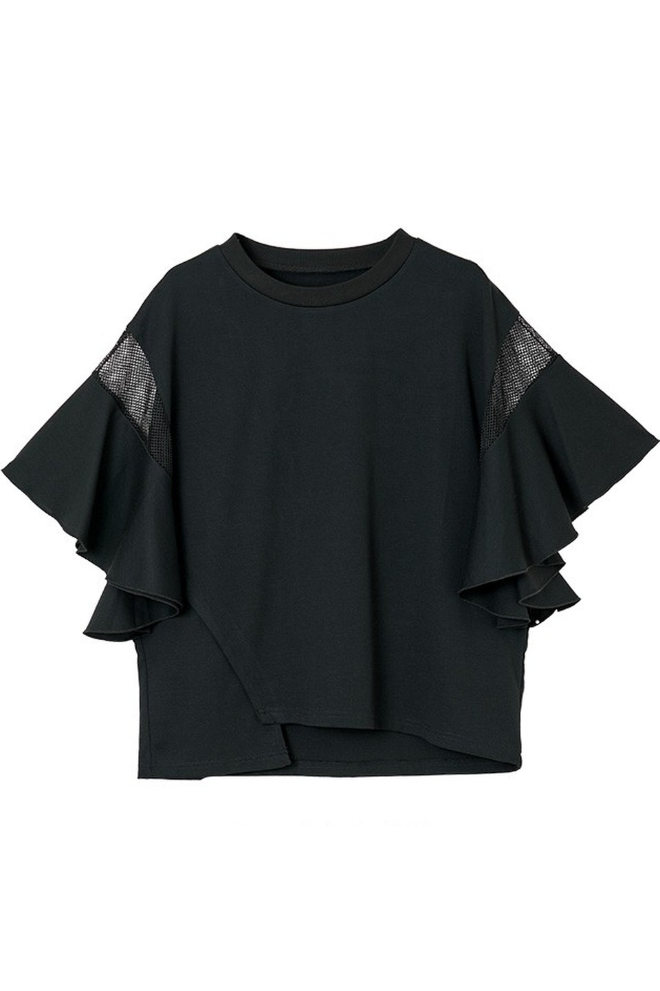 Mesh Panel Double Frill Tee