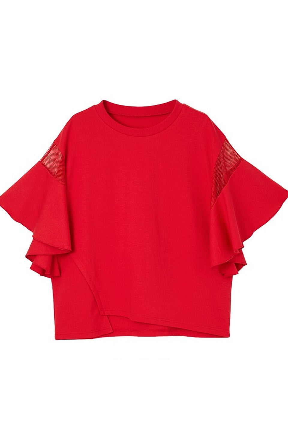 Mesh Panel Double Frill Tee