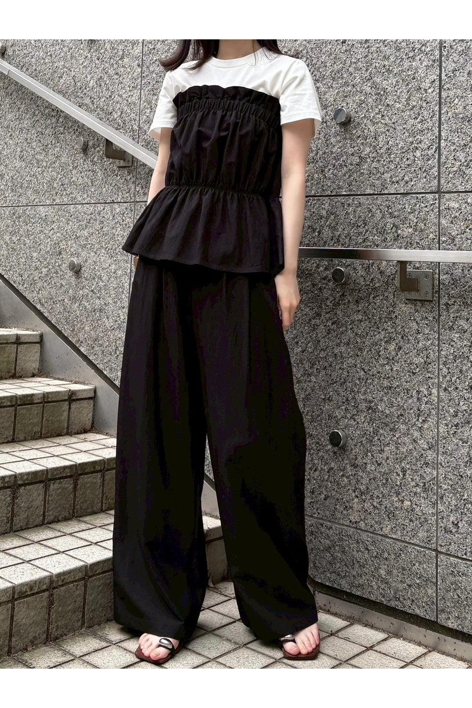 Gathered Bustier Layered Tee Set Up