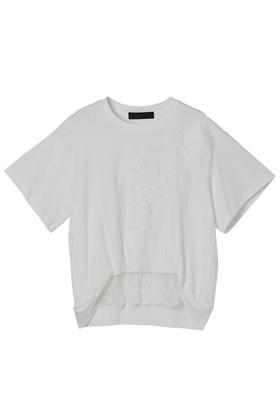 3D Floral Embroidery Lace Hem Tee