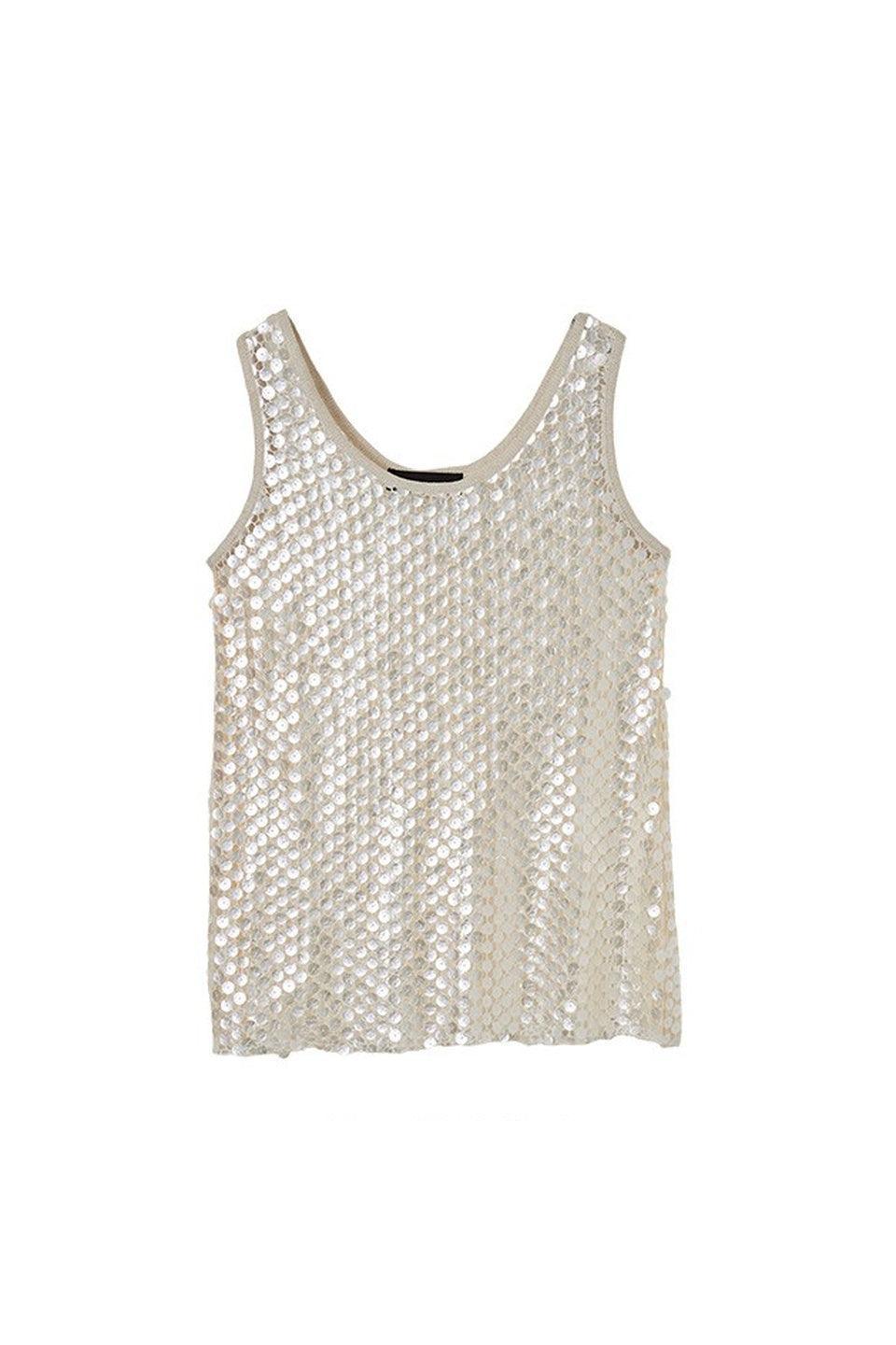 Sequin Mesh Layered Tank Top