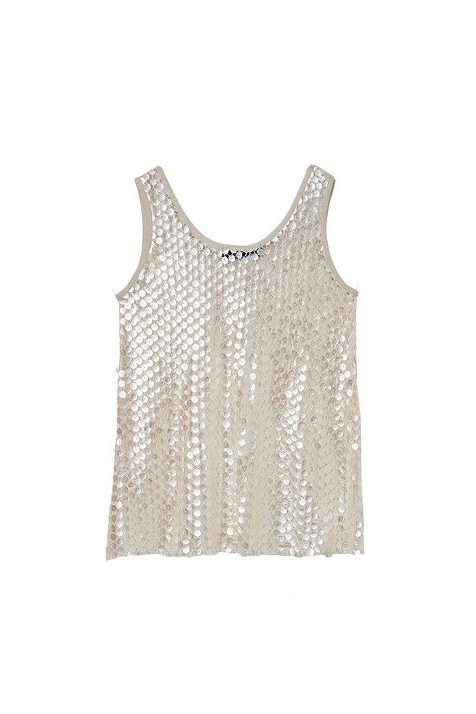 Sequin Mesh Layered Tank Top