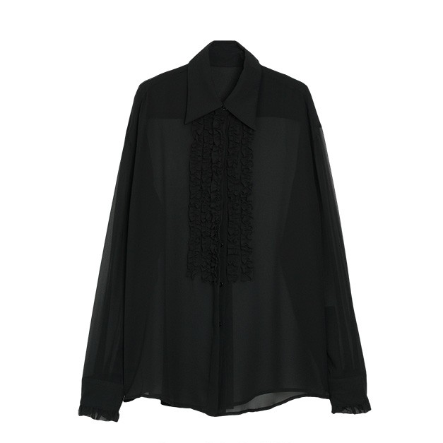 MICALLE MICALLE-ruffle sheer shirt-NOWALL