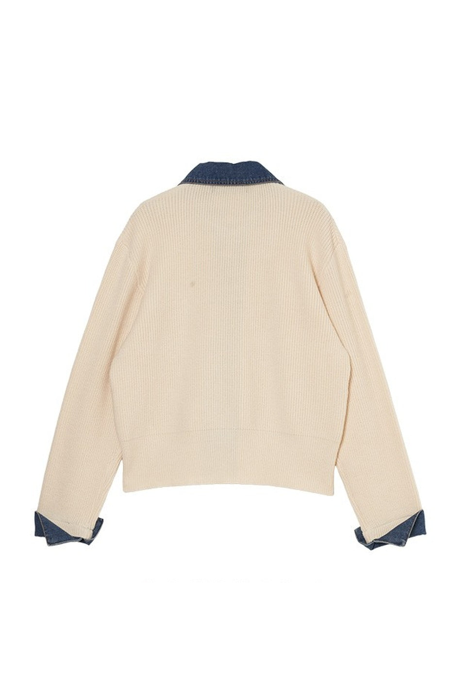 Denim Docking Zip-Up Knit Cardigan