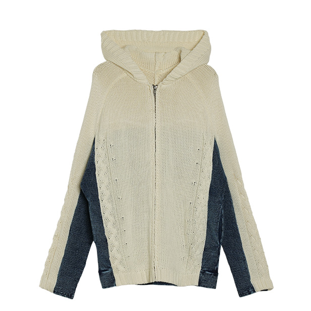 MICALLE MICALLE-denim docking knit / zip up hoodie-NOWALL