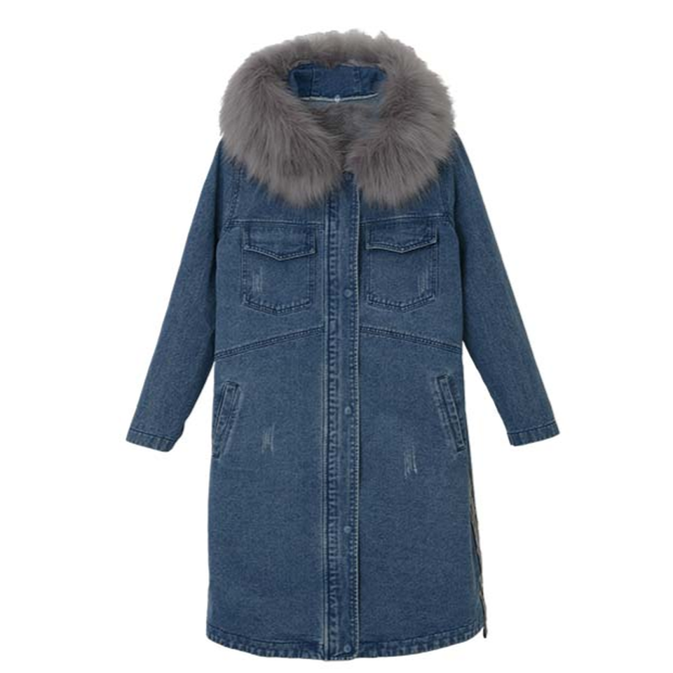 MICALLE MICALLE-denim fur coat-NOWALL